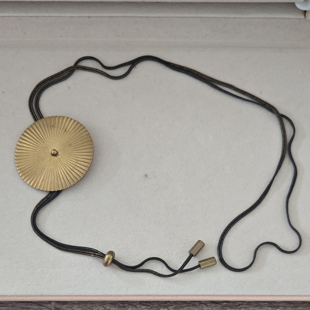 💫 Gold Pendant Necklace with Brown Cord